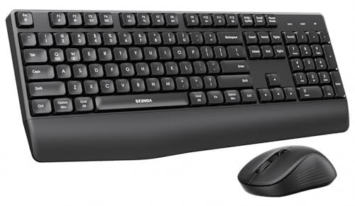 seenda Wireless Bluetooth Keyboard and Mouse Combo, COE200 Ergonomic Wireless Keyboard Mouse with Wrist Rest, Multi-Device Connection, Full-Size, Compatible for Computer/Laptop/Mac/MacBook, Black