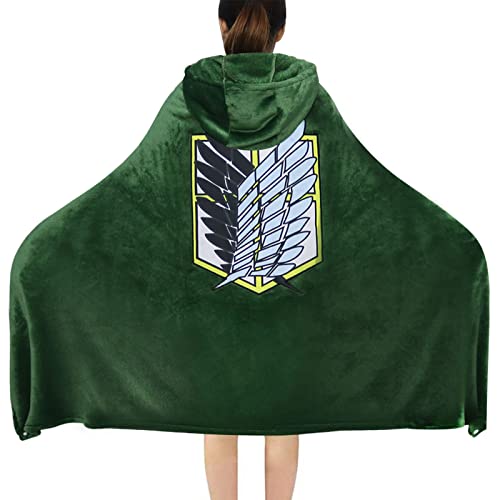 Claofoc Anime Umhang Cosplay Kostüm Grün Flanell Decke Hoodie Cape für Erwachsene Karneval Halloween Cape mit Kapuze