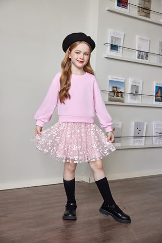Image of Arshiner Toddler Girl Clothes Long Sleeve Pullover Sweatshirt and Tutu Skirt 2 Piece Outfits Kids Clothing Set Party Dress