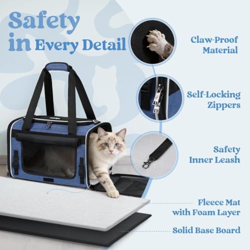 Image of rabbitgoo Cat Carrier Soft with Rollable Flap, Travel Safe for Car Airline