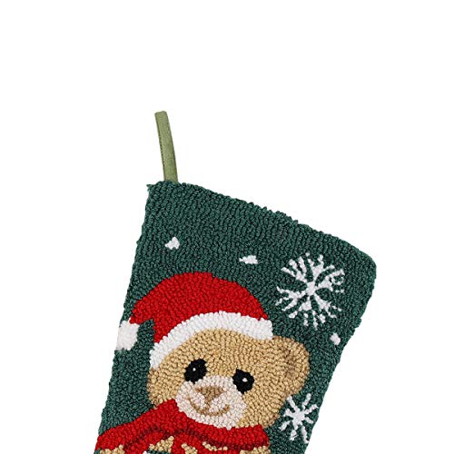 Alice Doria 21“ Handmade Hooked Bear Christmas Stocking With Beautifully Detailed Pattern #TOP2