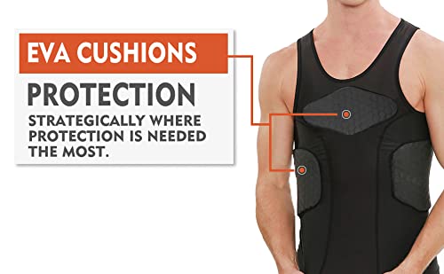 Dgxinjun Men's Padded Compression Vest Sleeveless T Shirt For Men Women Football Rib Chest Protector Sports Protective Tank Top With Pads For Paintball Baseball (4-Pad) #TOP7