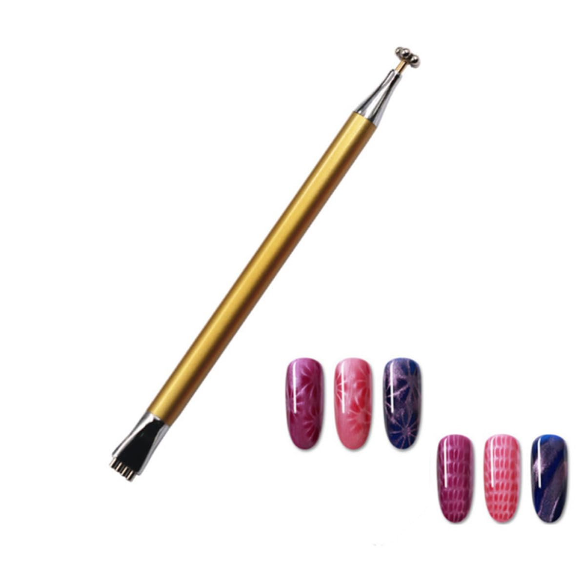 Garneck Nail Art Magnet Pens with Cat Eye Gel Pattern Double Head Flower Design 3pcs Lightweight Magnetic Stick for Nails for Professional Salons
