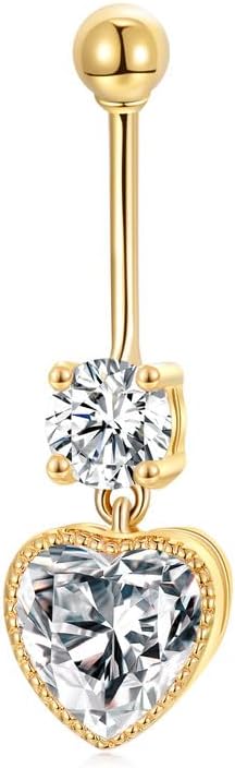 Opal CZ Dangle Belly Button Rings for Women 925 Sterling Silver 16G Heart Teardrop Sun Navel Rings Belly Piercing Jewelry Gift