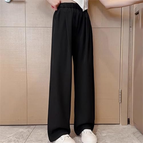 Girls Pull on Straight Pants Kids Plain High Waist Fall Thin Sweatpants Wide Leg Casual Comfy Trousers with Pockets4