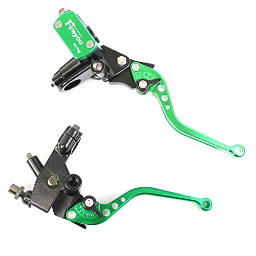 Levier de frein moto et commande d'embrayage 22mm noir vert avec passage de câble