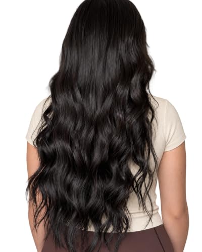 Image of Moresoo Nano Bead Hair Extensions Human Hair, Smoky Brown Black, 18 Inch