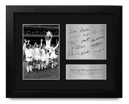 HWC Trading Leeds United 1972 FA Cup Winners Framed Printed Memorabilia Signed Autograph Photograph Display for Soccer Fans and Supporters - US Letter Size