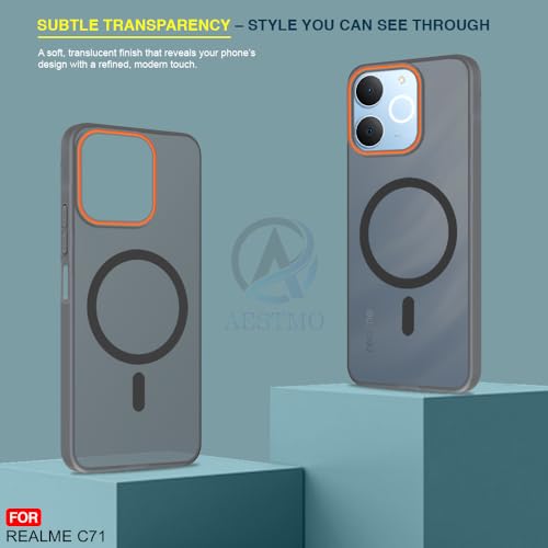 Image of AESTMO Realme C71 5G Back Cover | Slim Hard Shell | Matte Frosted Hard Back Translucent Back Cover for Realme C71 5G (Compatible with MagSafe Accessories, Black)