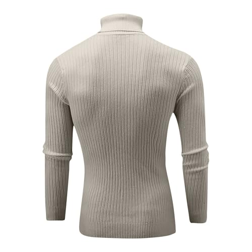 Men's Cable Knit Sweater Fall Winter Warm Soft High Collar Pullover Casual Twist Textured Sweaters with Ribbing Edge4