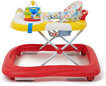 BABYLO ABC Walker with Lights and Sounds, 3 Height Adjust, Hidden Snack Tray Red/Yellow