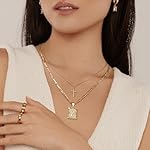 KELORIS PATH Gold Layered Initial Cross Necklace, 14K Gold Plated Layering Square Letter Pendant Figaro Chain Cross Choker from A-Z Capital Jewelry for Women Girls - Image 3
