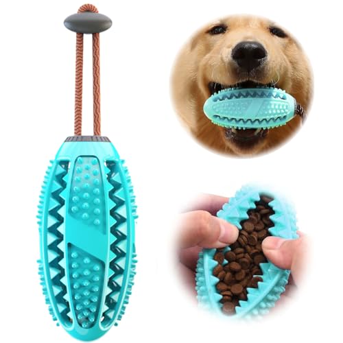 NIEEKRUN Hundespielzeug Intelligenz, Leckerli Ball für Hunde, Starker Futterball Naturkautschuk und Zahnpflege, Kleine und Große Hunde Hundespielzeug Unzerstörbar (11,5 * 5cm Blau)