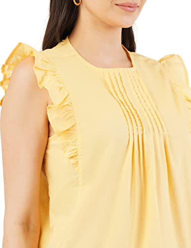 Image of FYLTR Women's Casual Fashion Top -Ruffled Collar & Sleeves, Front Pleat Design