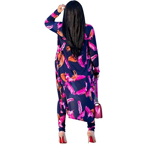 Image of Womens Fashion Printed Long Cardigans 2 Piece Outfits,Long Sleeve Coat and Trousers Set