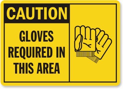 Autocollant Gloves Required in This Area vinyle résistant SmartSign 25,4x35,6cm