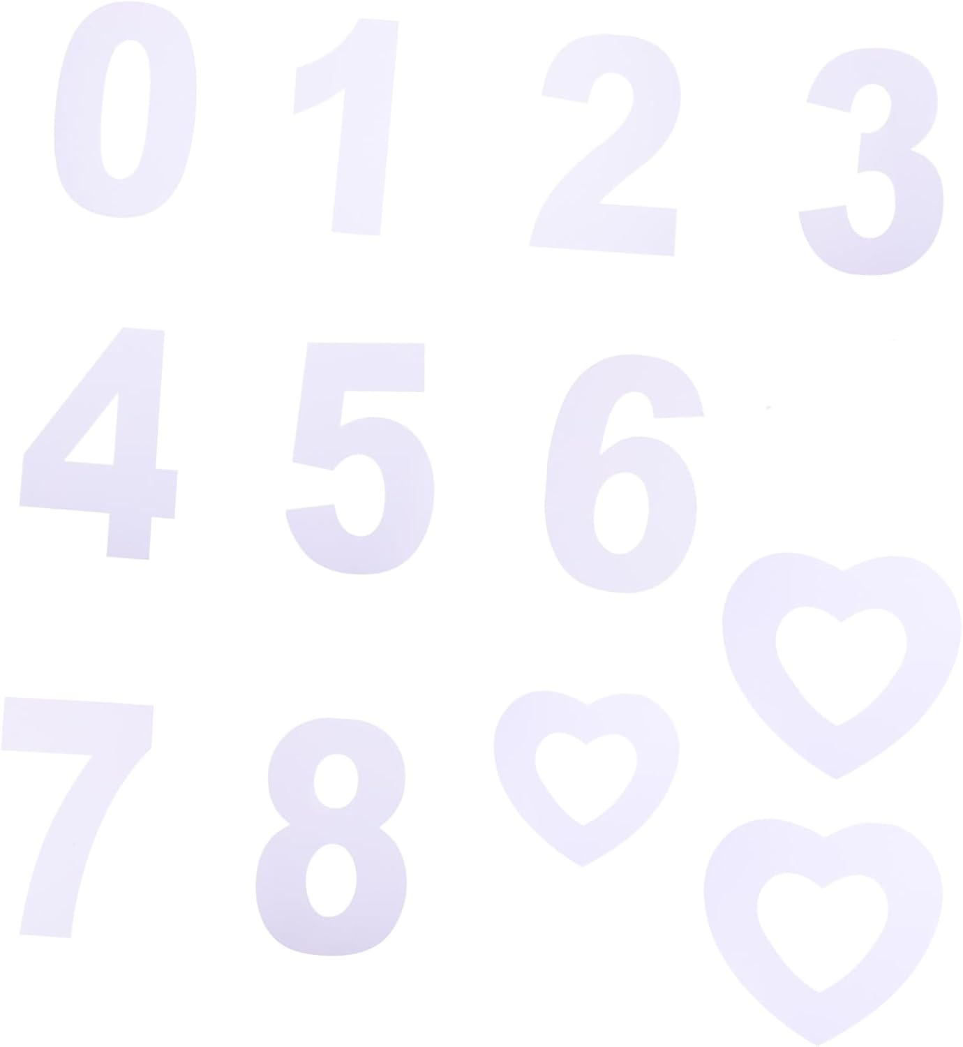 PRETYZOOM 12-Piece Heart Shaped Cake Stencils Set for DIY Number Cake Food-Grade Plastic Templates for Baking for Birthday Parties and Celebrations