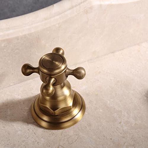 Robinets 3 trous pour lavabo mitigeur laiton eau chaude froide noir - 4