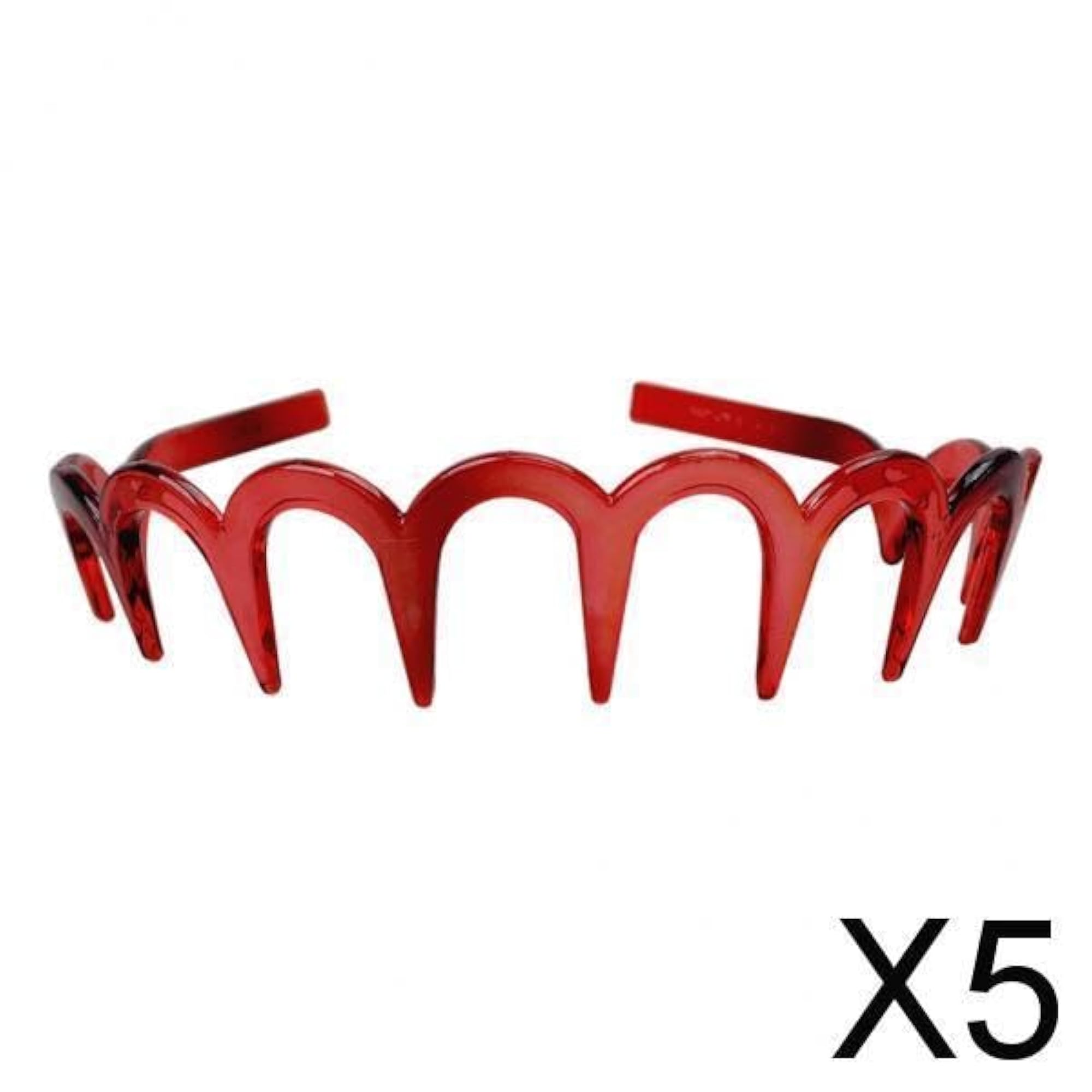 5pc Shark Tooth Hairband Headbands Set, Red