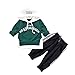 Produktbild INLLADDY Baby Kinder Hoodie Hose Set Brief Print Stitching Pullover Sportswear Hübsche Süße Jungen und Mädchen Set Grün 18-24 Monate