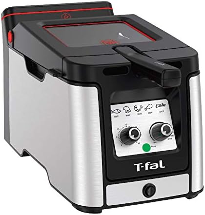 T-Fal Electrics Stainless Steel Deep Fryer with Basket 3.5 Liter Oil Capacity, 2.6 Pound Food Capacity 1800 Watts Easy Clean, Temp Control, Digital Timer, Oil Filtration, Dishwasher Safe Parts Silver
