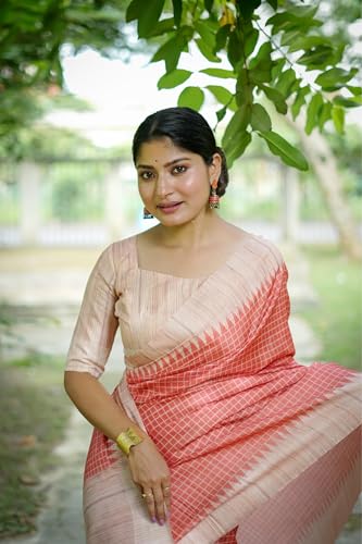 Image of SATIKA VASTRAM Tussar Silk Saree Solid Design Pure Soft Thread Weaving Contrast Border And Rich Pallu With Blouse Piece