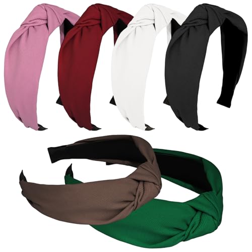 Ondder 6 Pack Top Knot Headbands for Women Cloth Head Bands for Women’s Hair Wide Cute Knotted Headbands for Women Non Slip Fashion Womens Girls Hair Accessories