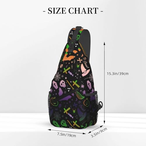 Halloween Crossbody Chest Daypack Casual Backpack Bag Gothic Bats Shoulder Bags Pumpkin Bag3