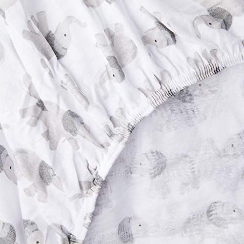 Image of Hudson Baby Unisex Baby Cotton Fitted Crib Sheet, Gray Elephant, One Size