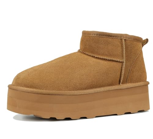 Women's Ultra Mini Platform Fashion Boot Classic Short Ankle Boot Cloud Warm Fur Lined Snow Boots Anti-Slip Winter Boots for Outdoor,Size:5-10.5 US