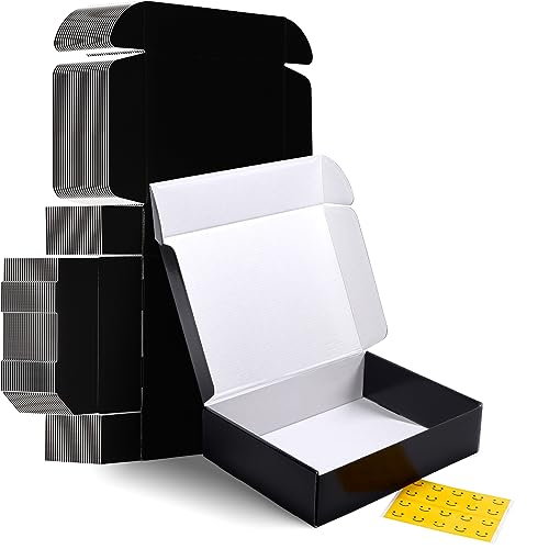 HORLIMER 12x9x3 inches Shipping Boxes Set of 20, Black Medium Corrugated Cardboard Gift Mailer Box