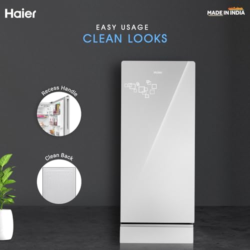 Image of Haier 190 L 5 Star Direct Cool Inverter Single Door Refrigerator Appliance (, HED-205SGB-P, Mirror Glass, Base Stand with Drawer)