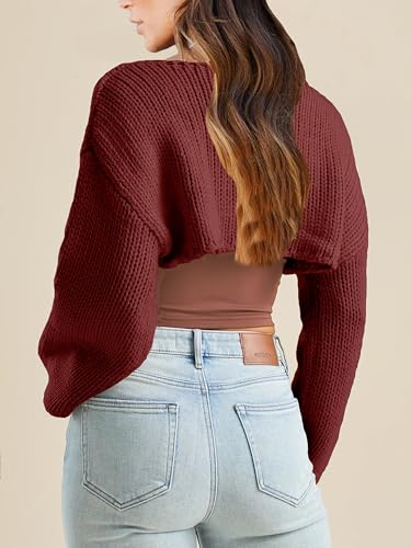 Image of Womens Bolero Crochet Crop Shrug Shoulder Knit Cropped Sweater | Y2K Crochet Crop Top, Half Sweater, Cozy Chest Over the Shoulder Top Cardigan, Cut Off Super Crop, Ballet Lace Sweater