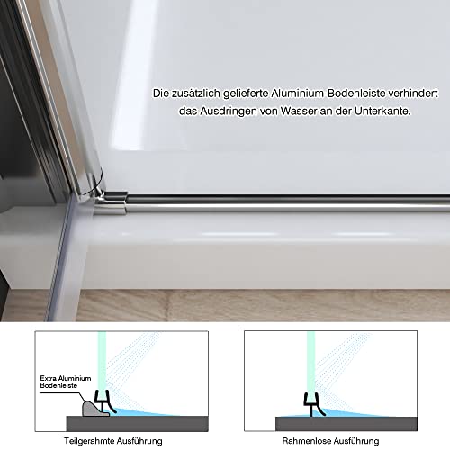 Boromal 95cm Schwallschutzprofil für Dusche Schwallleiste Alu Schwallschutzleiste für Duschen, Alu