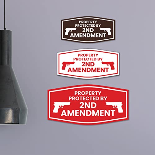 Panneau Property Protected By 2nd Amendment blanc contre les intrusions - 3