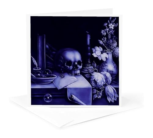 Cartes de vœux Halloween Crânes haut de gamme format carré 6 pouces lot de 12