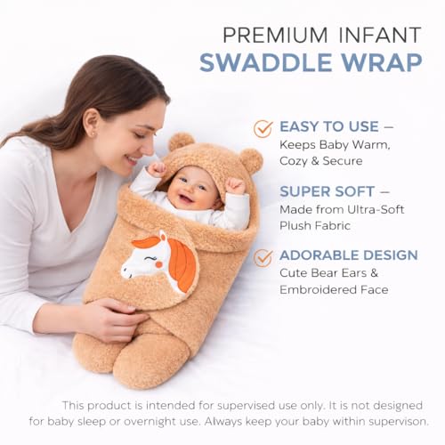 Image of BRANDONN Baby Blanket Newborn Gift Pack of Swaddle Wrapper, 0-9 Months, Length 68 cm x Width 68 cm