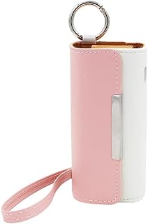 ・For IQOS ILUMA i PRIME ケース PUレザー カラビナ付き ストラップ付き 電子たばこ 電子タバコ For アイコス イルマ 充電対応 持ち運び便利(ピンク)