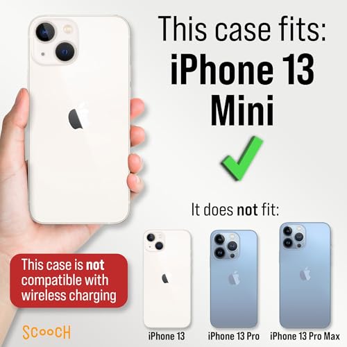 Image of Scooch for iPhone 13 Mini Case with Card Holder, Wingmate Wallet Case with Hidden Card Slot and RFID Protection for up to 4 Cards, 10-Foot Drop Protection, Black