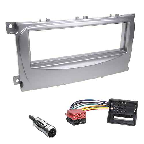 Sound-way Kit de Montage Autoradio, Façade Cadre de Radio 1 DIN, Adaptateur Compatible avec Ford Focus, C-Max, Mondeo, S-Max, Transit, Tourneo, Galaxy, Kuga