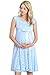 Hello Miz Maternity Floral Lace Baby Shower Party Cocktail Dress with Satin Waist (Small, Aqua Blue)