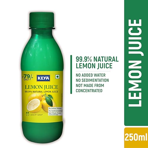 Image of Keya Fresh Lemon Juice| Contains Natural Lemon Juice| No Added Water, No Concentrate, No Sedimentation|Fresh for 24 Months| Quick, Easy, Hassle Free Essential| For Everyday Cooking & Beverages| 250 ml