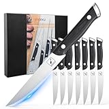 imarku Japanese Steak Knives, Steak Knives Set of 8,Stainless Steel Serrated Steak Knife,Steak Knife with Pakkawood Ergonomic Handle,Best Choice for Christmas and Thanksgiving Gift