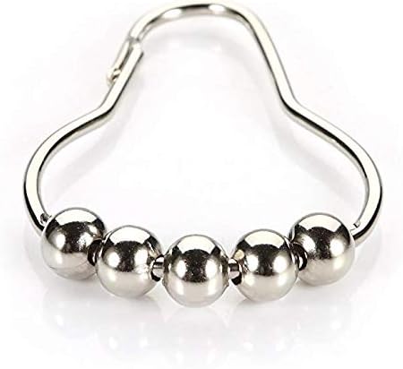 Ruiuzi Shower Curtain Hooks Rings Rust-Resistant Stainless Steel Roller Balls Chrome Metal Silver Colour (12pack)