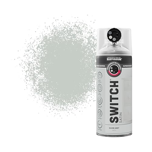 Rust-Oleum Switch 5 in 1 Nozzle Multi Surface Topcoat Decorative Spray Paint Aerosol 400ml Silver Grey Satin Finish