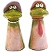 Produktbild 2er Set Keramik Zaunstecker, Zaunhocker, Zaunfigur, Gartenfigur, Gartendeko, Figur für Gartenzaun als Froschpaar, Lieferumfang: 2 Stück, Maße eines Zaunhockers: L/B/H ca. 9,3 x 8,9 x 21 cm.