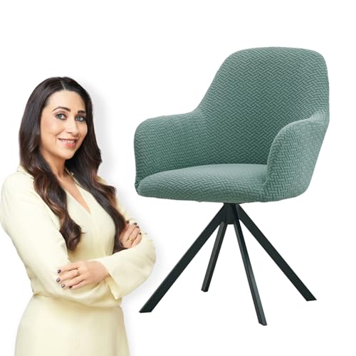 Image of HOKIPO Premium Jacquard Stretchable Swivel Chair Cover High Armrest Slipcover, Continental Green (AR-5356-GR)