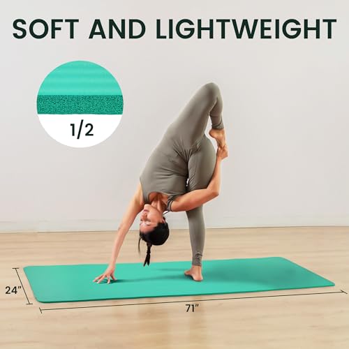 image for Fitvids 1/2-Inch Thick High Density Foam Exercise Yoga Mat with Carryi