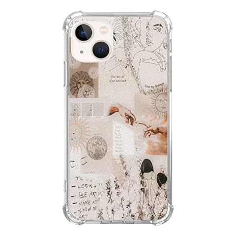 Jyrgkunlt Picture Collage Phone Case for iPhone 13, Vintage Collage Sun and Butterfly Case Compatible with iPhone 13 for Girls Boys Women Men, Unique Trendy TPU Bumper Cover Case Cover