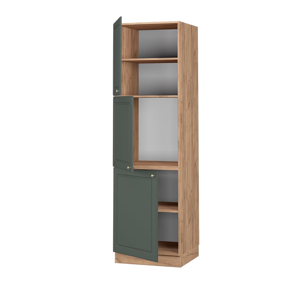 Vicco Herdumbauschrank Fame-Line, Grün-Gold Landhaus, 60 cm, zur Kombination mit weiteren Modulen der Fame-Line Serie